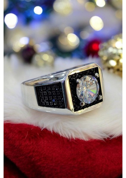 925 Ayar Gümüş Zirkon ve Mikro Taşlı Erkek Yüzük