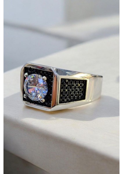 925 Ayar Gümüş Zirkon ve Mikro Taşlı Erkek Yüzük fiyatları