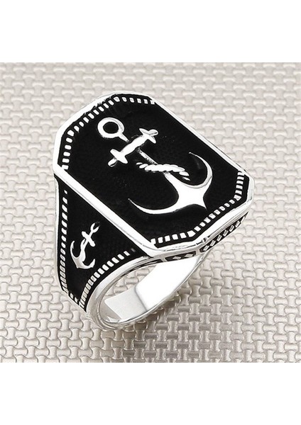 Erkek Çapa Motifli 925 Ayar Gümüş Yüzük