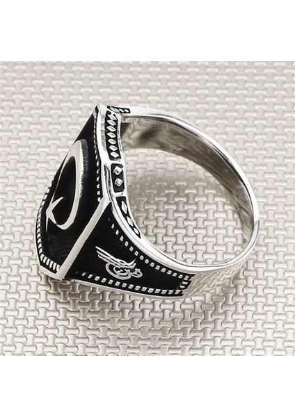 925 Ayar Gümüş Ay Yıldızlı Erkek Yüzük modelleri