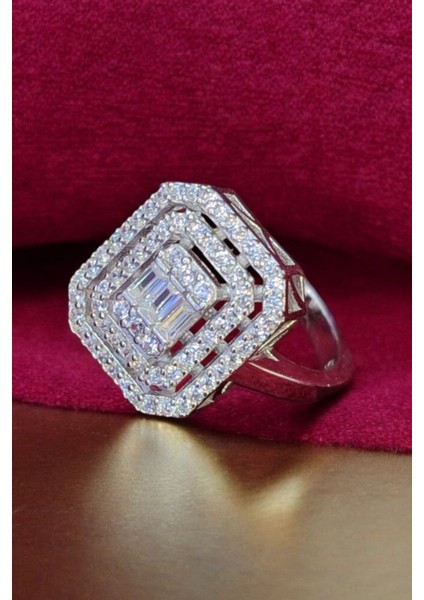 Işıklı Kutulu 925 Ayar Gümüş Baget Özel Tasarım Kadın Yüzük indirimleri