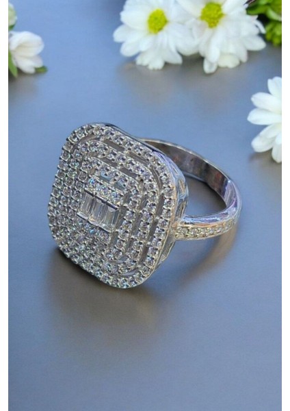 925 Ayar Gümüş Baget Taşlı Kadın Yüzük Md-04 fiyatları