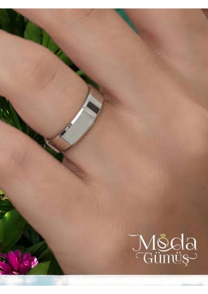 925 Ayar Gümüş 5 mm Düz Alyans - Tektaş Yüzük Hediyeli modelleri