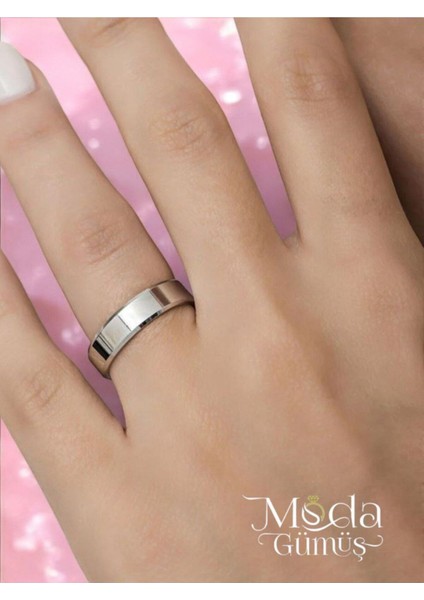 925 Ayar Gümüş 5 mm Düz Alyans - Tektaş Yüzük Hediyeli indirimleri