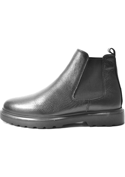 MN.1097 Hakiki Deri Siyah Lastikli Casual Erkek Bot