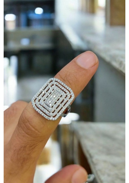 925 Ayar Gümüş Baget Taşlı Kadın Yüzük Md-02 indirimleri