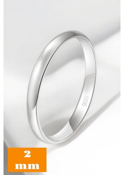 925 Ayar Gümüş 2 mm Düz Alyans - Tektaş Yüzük Hediyeli modelleri