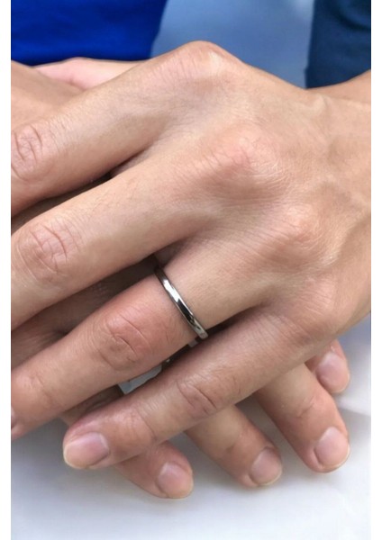 925 Ayar Gümüş 2 mm Düz Alyans - Tektaş Yüzük Hediyeli indirimleri