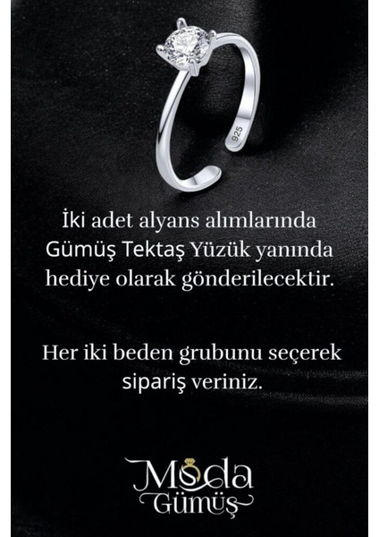 925 Ayar Gümüş 2 mm Düz Alyans - Tektaş Yüzük Hediyeli fırsatları