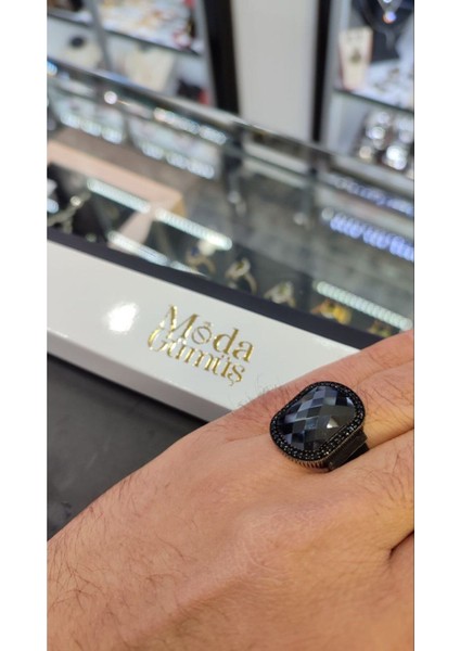 Erkek Siyah Zirkon Taşlı 925 Ayar Gümüş Yüzük fırsatları