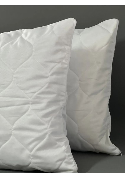 Kalp Desen Çift Kişilik Lastikli Çarşaf Seti Battal Boy 180 x 200 - 2 Adet Kapitoneli Yastık Koruyucu