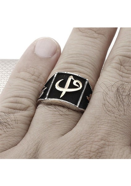 925 Ayar Gümüş Elif Vav Motifli Erkek Yüzük modelleri