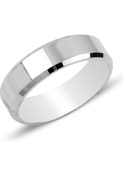 925 Ayar Gümüş 5 mm Pahlı Erkek ve Kadın Gümüş Alyans Söz Nişan Yüzüğü