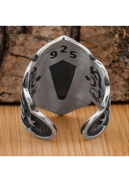 Bozkurt Tasarımlı Kayı Motifli 925 Ayar Gümüş Baş Parmak Zihgir Yüzüğü modelleri