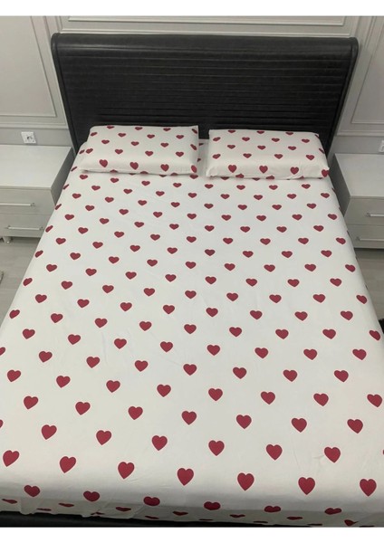 Kalp Desen Çift Kişilik Lastikli Çarşaf Seti Battal Boy 180 x 200 modelleri