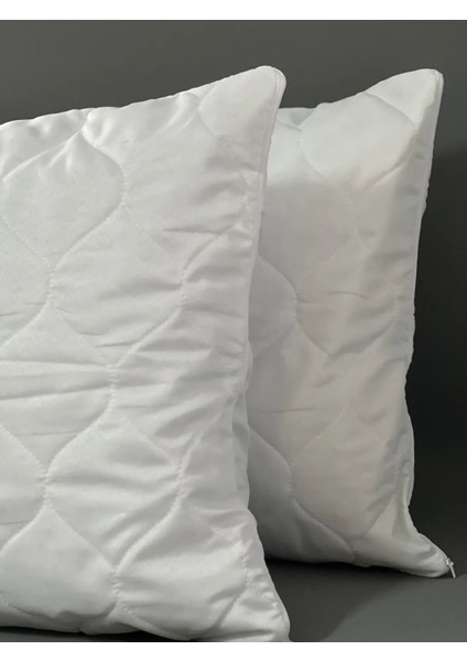 Kare Desen Çift Kişilik Lastikli Çarşaf Seti Battal Boy 180 x 200 - 2 Adet Kapitoneli Yastık Koruyucu