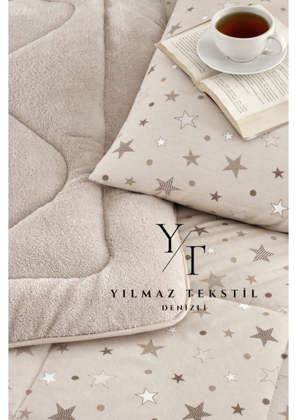 Yılmaz Tekstil Denizli Tek Kişilik Welsoft Yorgan Uyku Seti Lastikli Çarşaflı | Çeyiz Seti | Çeyiz Takımı | Bej Yıldız modelleri