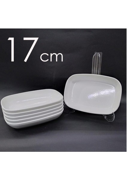 12 Adet Beyaz Melamin Kayık Tabak 17 x 12 cm Ortaboy Salata Tabağı Günübirlik Hesaplı Oval Kare Servis