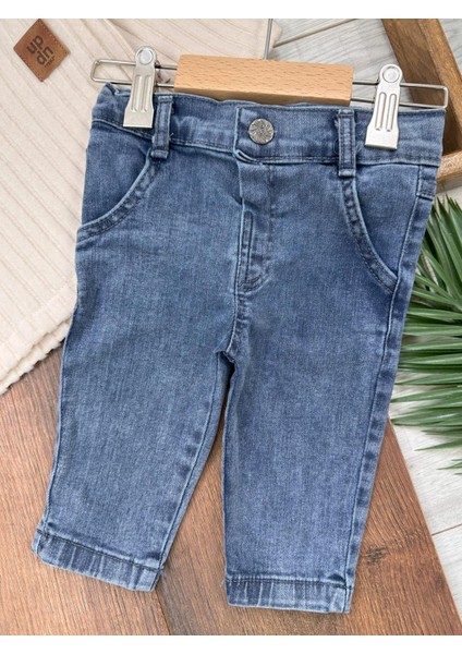 Yumuşak Doku Sweatshirt Esnek Kot Pantalonlu Erkek Bebek 2'li Takım