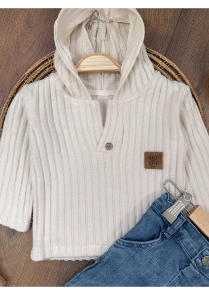 Yumuşak Doku Sweatshirt Esnek Kot Pantalonlu Erkek Bebek 2'li Takım