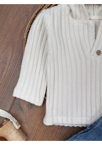 Yumuşak Doku Sweatshirt Esnek Kot Pantalonlu Erkek Bebek 2'li Takım
