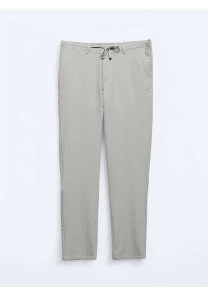 Açık Gri Örme Jogging Fit Casual Pantolon