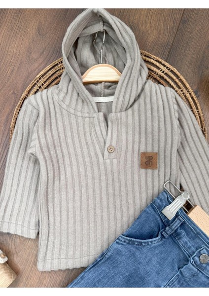 Yumuşak Doku Sweatshirt Esnek Kot Pantalonlu Erkek Bebek 2'li Takım
