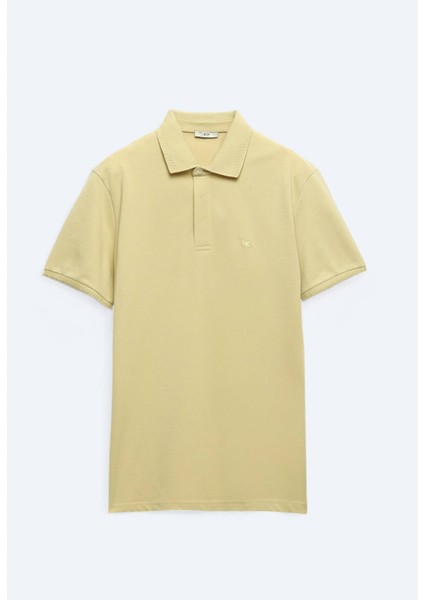 Limon Küfü Düz Polo Yaka %100 Pamuk T-Shirt