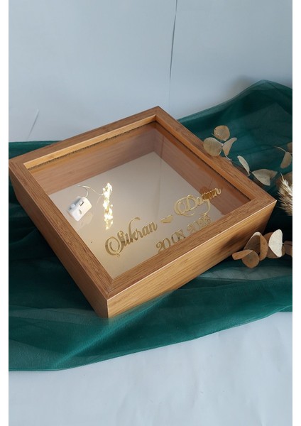 25 x 25 cm Bambu Ledli Derin Anı Çerçevesi-6 cm Derinlikli Anı Çerçevesi Gül Kutusu fiyatları