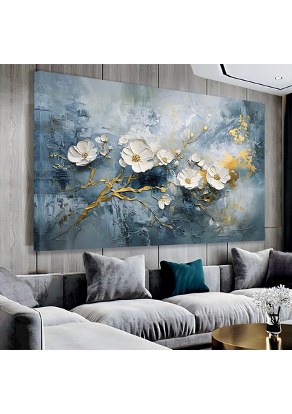 Beyaz Çiçekler Kanvas Tablo
