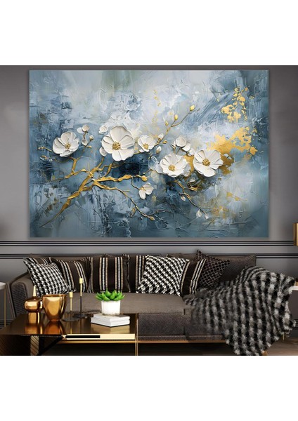 Beyaz Çiçekler Kanvas Tablo fiyatları