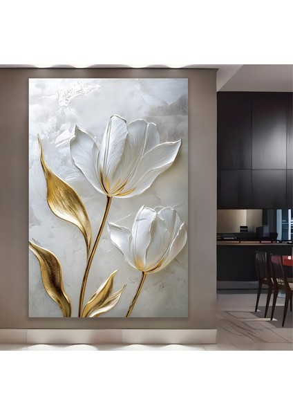 Beyaz Laleler Kanvas Tablo fiyatları