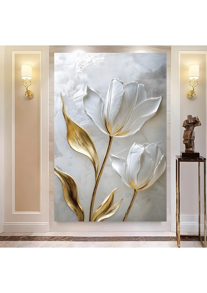 Beyaz Laleler Kanvas Tablo modelleri