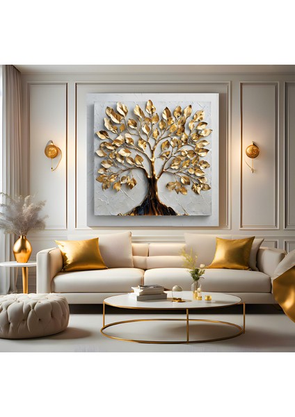 Altın Ağaç Kanvas Tablo