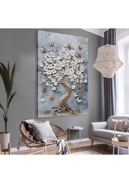 Gold Ağaç Kanvas Tablo