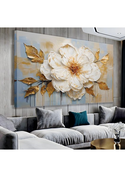 Beyaz Çiçekler Kanvas Tablo