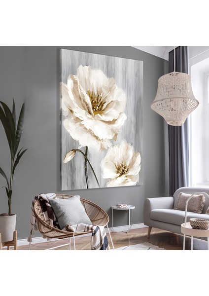 Beyaz Çiçekler Kanvas Tablo