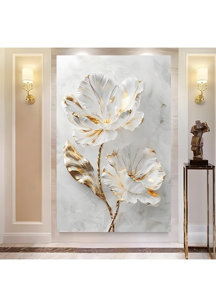 3D Altın Çiçekler Kanvas Tablo modelleri