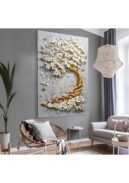 Gold Ağaç Kanvas Tablo