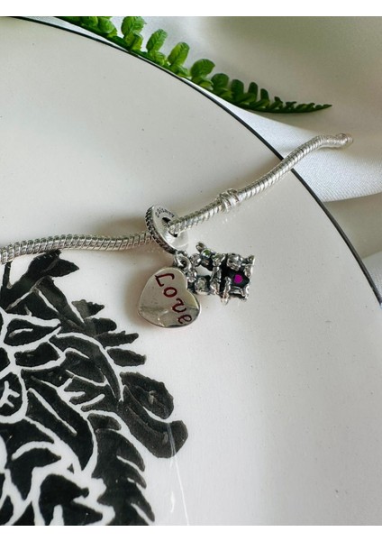 Gümüş S925 Damgalı Mickey Mouse & Minnie Mouse Aşk Sallantılı Charm modelleri