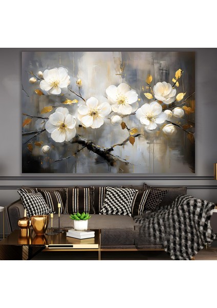 Beyaz Çiçekler Kanvas Tablo fiyatları