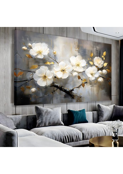 Beyaz Çiçekler Kanvas Tablo modelleri
