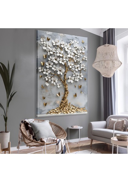 Gold Ağaç Kanvas Tablo