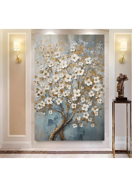 Beyaz Çiçekler Kanvas Tablo