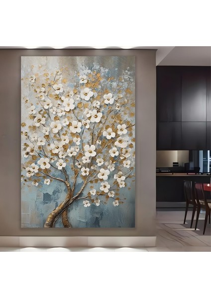 Beyaz Çiçekler Kanvas Tablo fiyatları