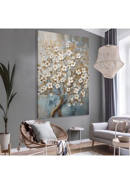 Beyaz Çiçekler Kanvas Tablo modelleri