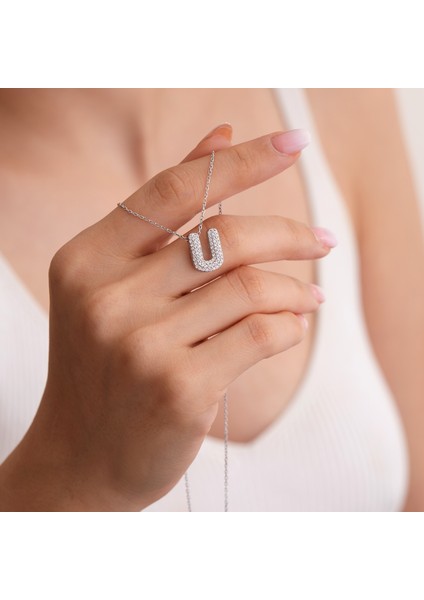 925 Ayar Sarı Altın Kaplama Harfli -- U Harfi Gümüş Kolye modelleri