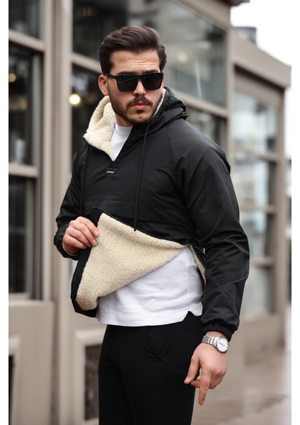 Erkek Siyah Kanguru Mont