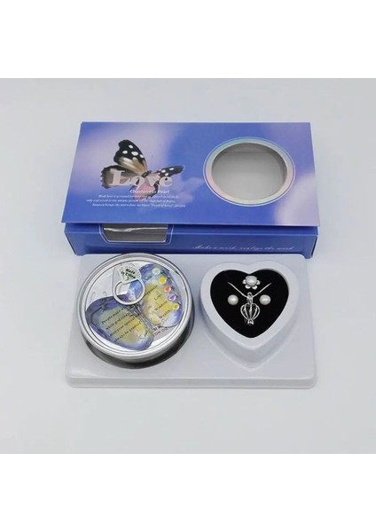 İstiridye Içinde Gerçek Inci Kolye+ Küpe + Yüzük Seti