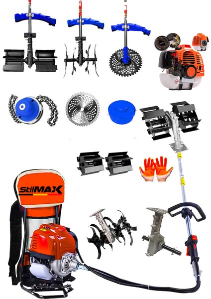 Germany Superturbo Arazi Seti 20HPX Sırt Tipi Tırpan + 2'litoprak Eşeleme + Akrobat Çapa Aparatı